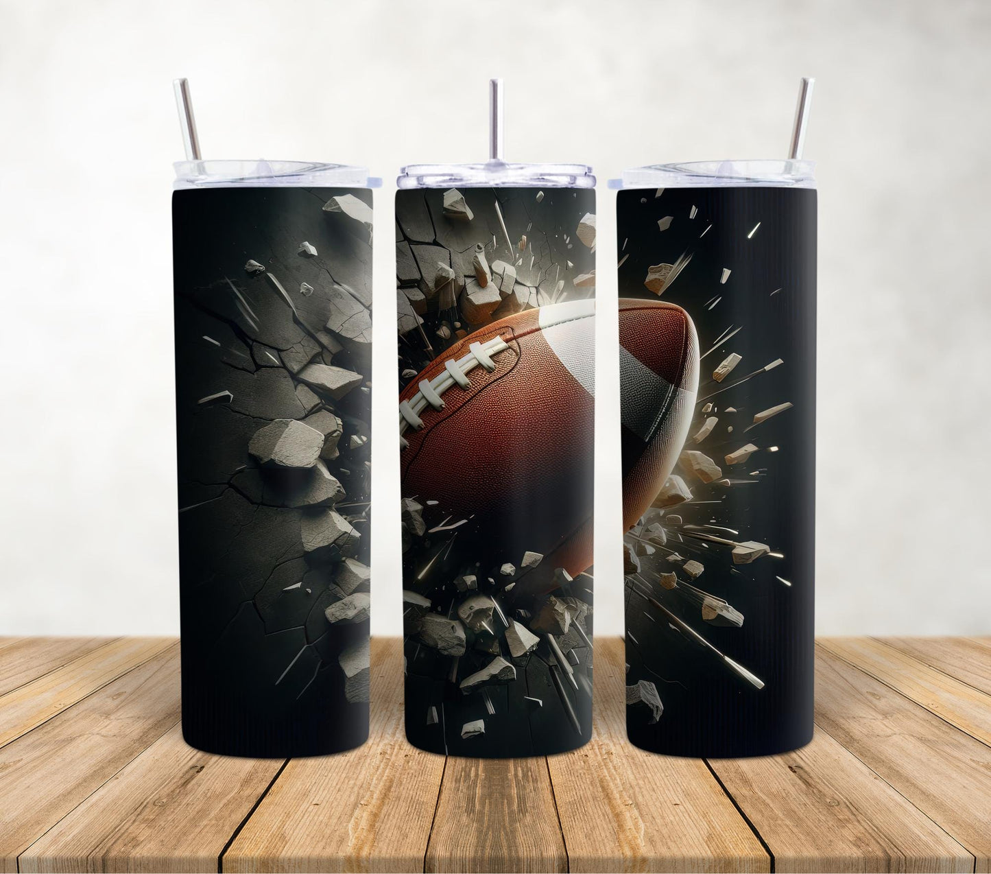Football Tumbler with Straw - 20oz Stainless Steel Sports Fan Gift - Insulated Travel Mug