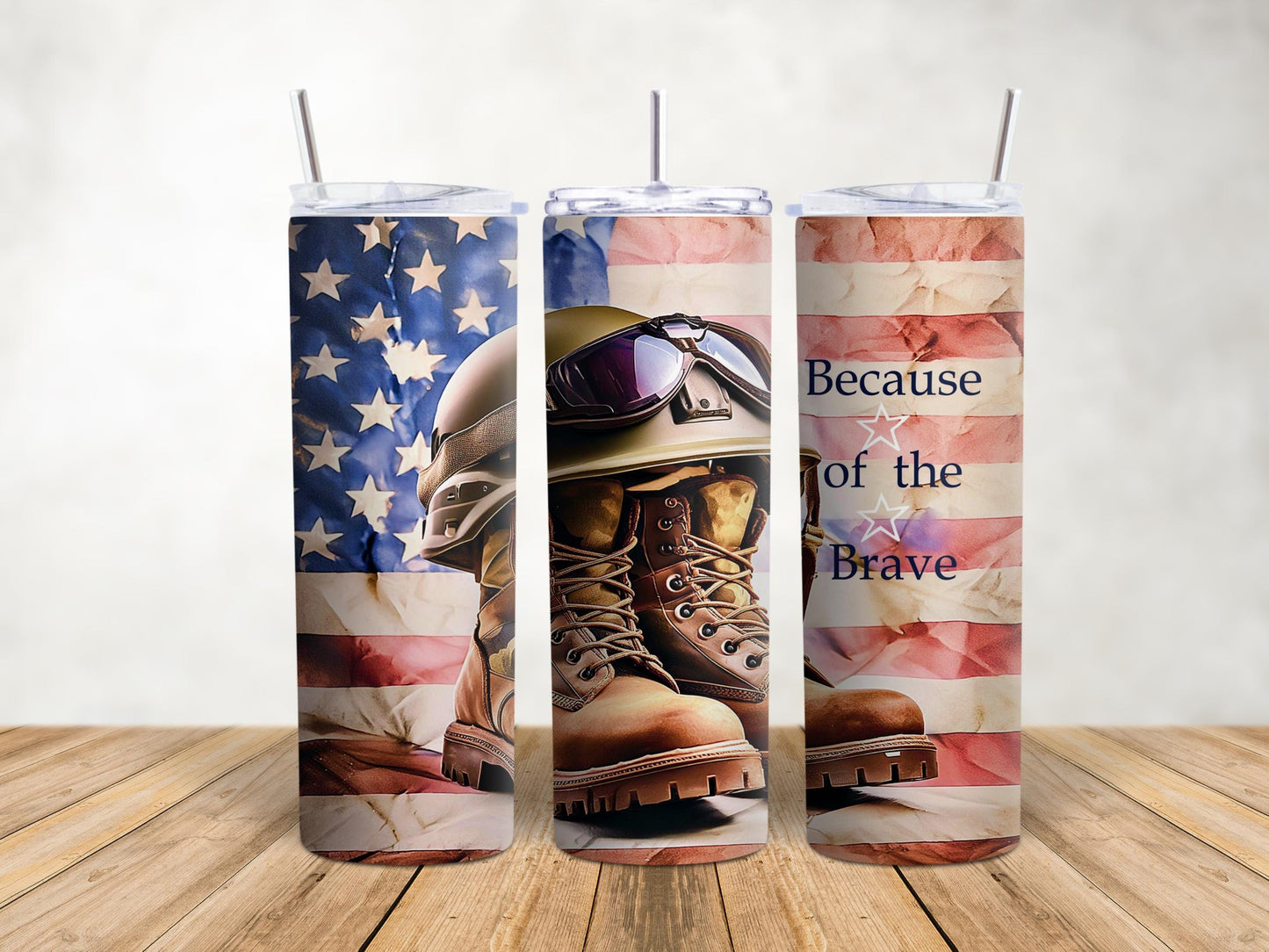 Patriotic Military Design 20 oz Skinny Tumbler: Veteran Gift