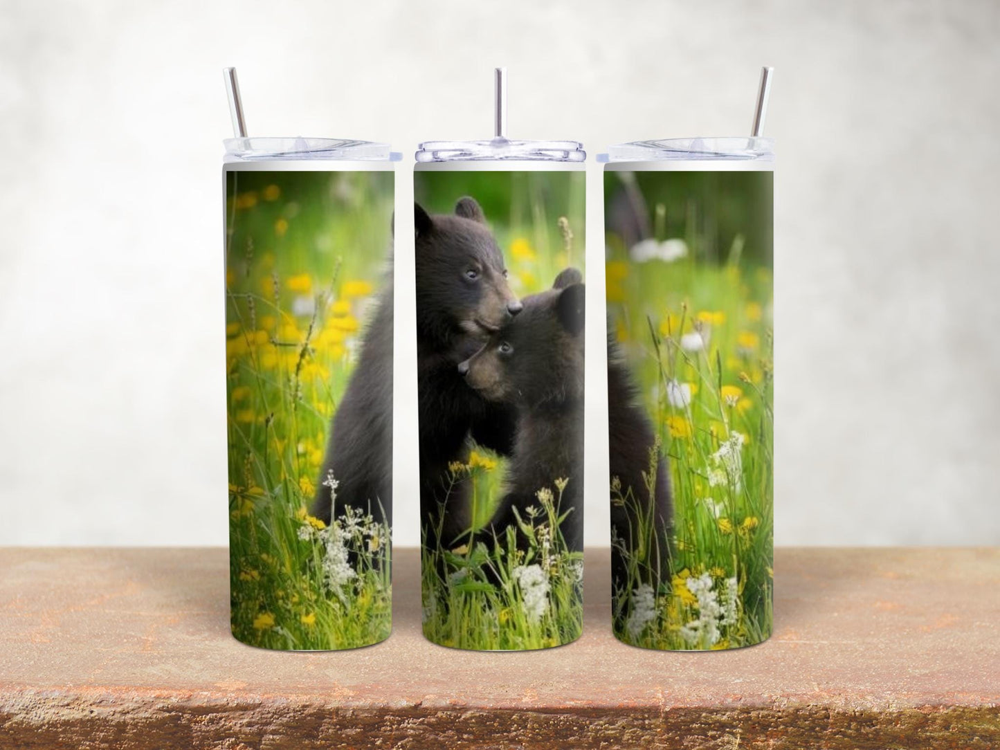 Bear Cubs Tumbler: Stainless Steel 20oz Skinny Tumbler for Animal Lovers