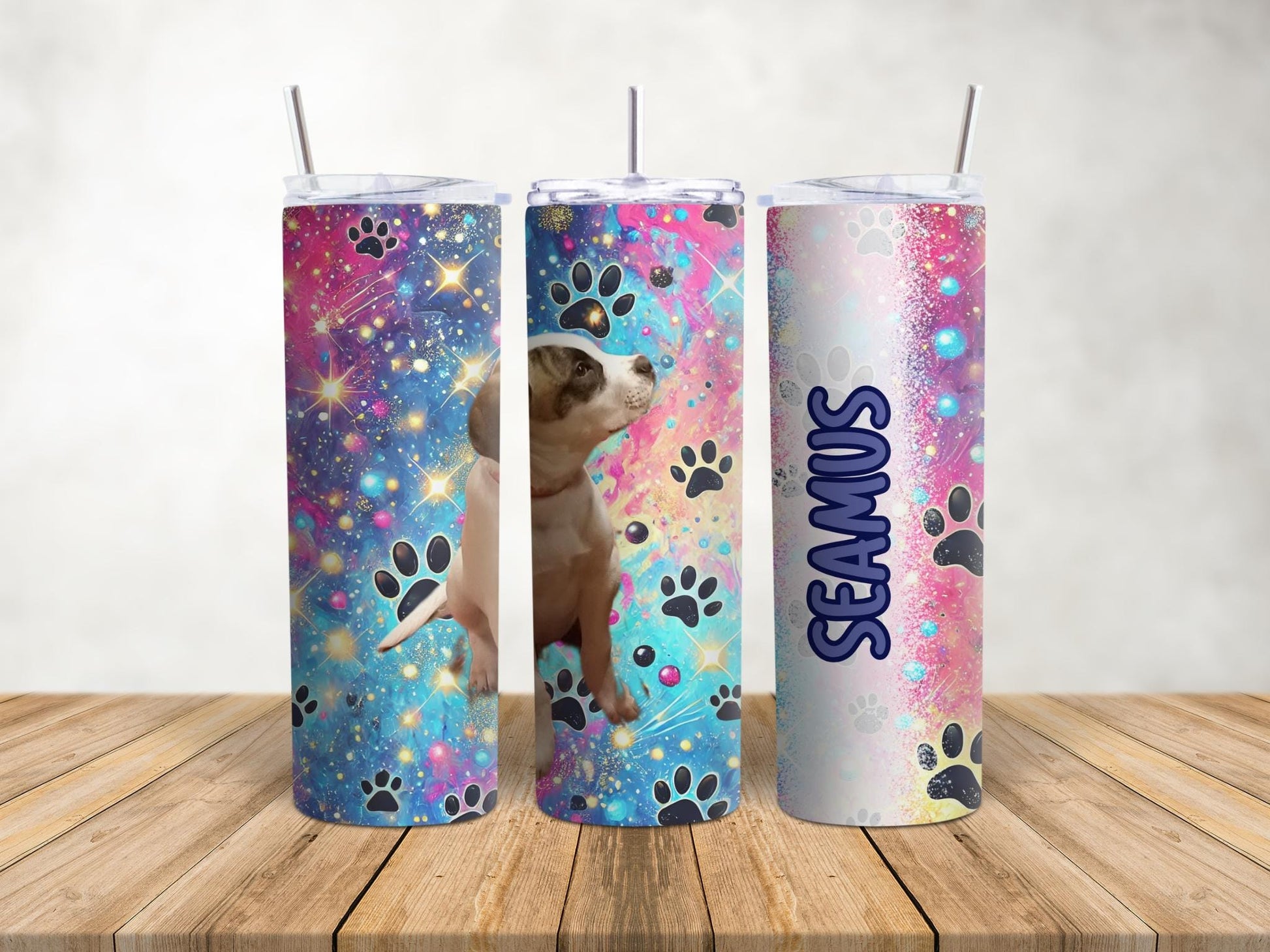 Personalized 20oz Dog Tumbler with Custom Photo and Name for Pet Lovers
