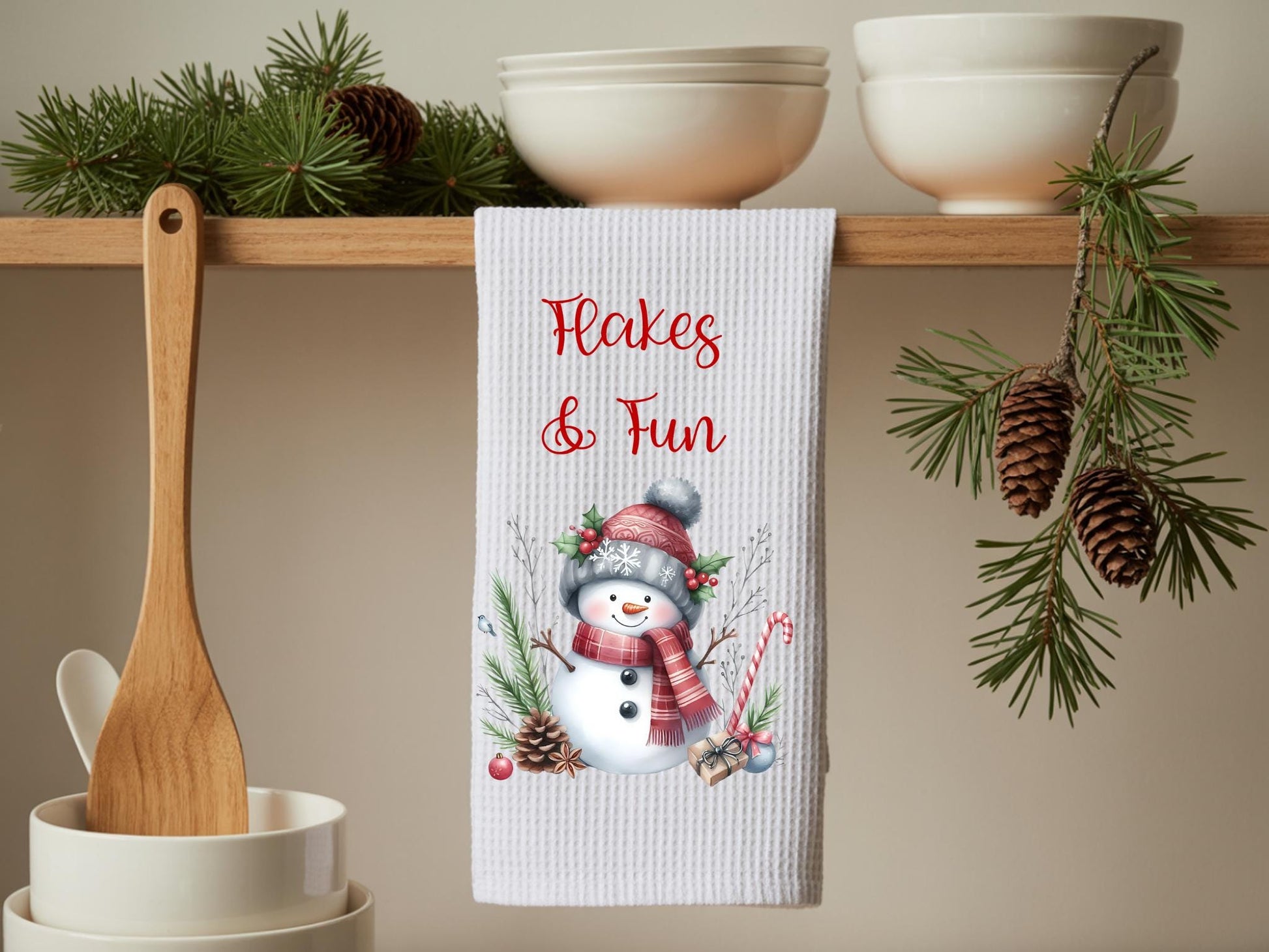 Flakes and Fun Christmas Tea Towel
