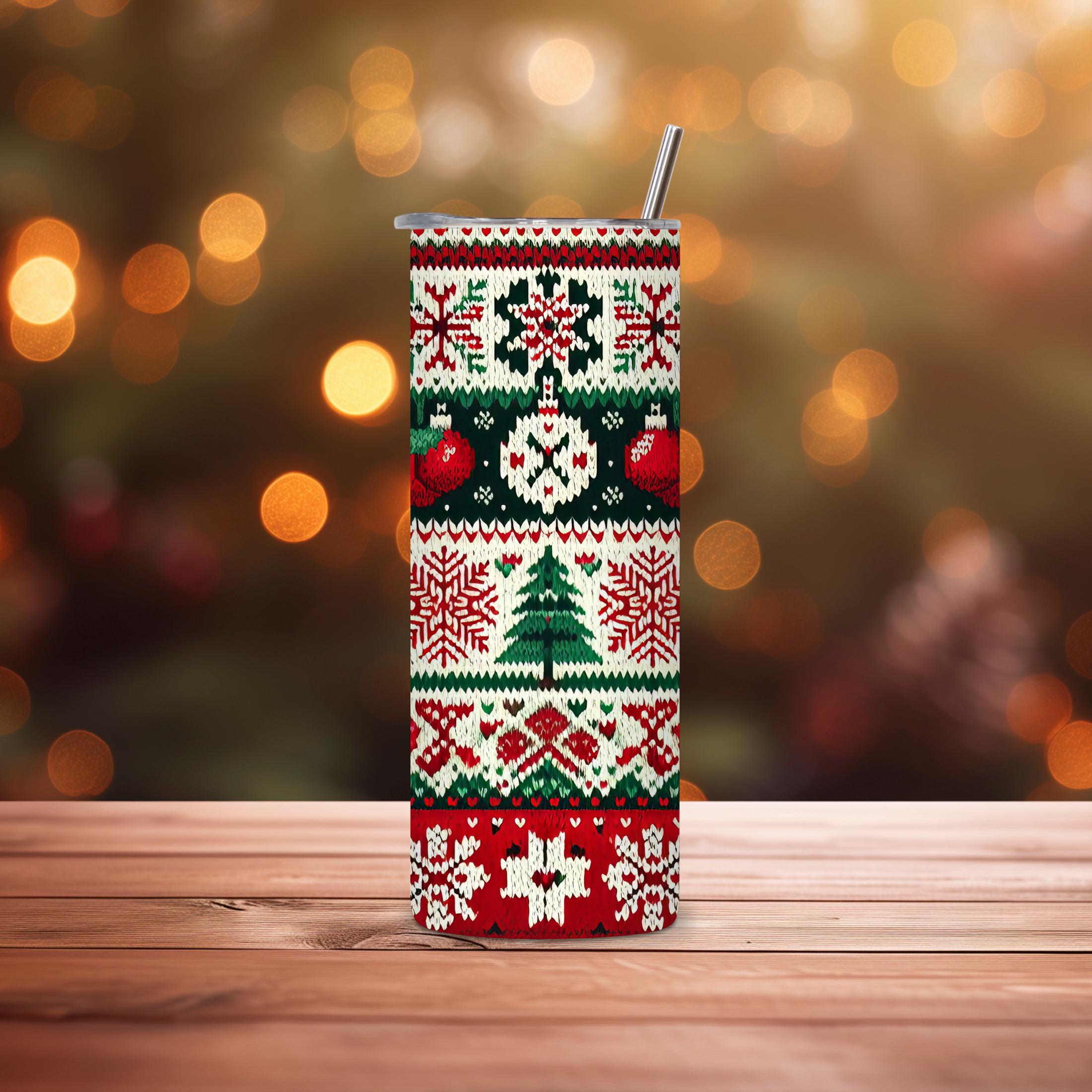 Christmas Sweater Tumbler, 20oz Skinny Travel Mug, Holiday Winter Cup, Festive Christmas Gift, Christmas Party Drinkware, Christmas Cup